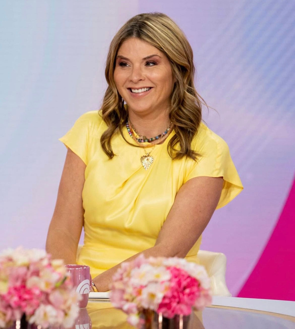 What pendant necklace is Jenna Bush wearing on Hoda and Jenna Today Sh –  Jane Win Jewelry, image size:1170x1307