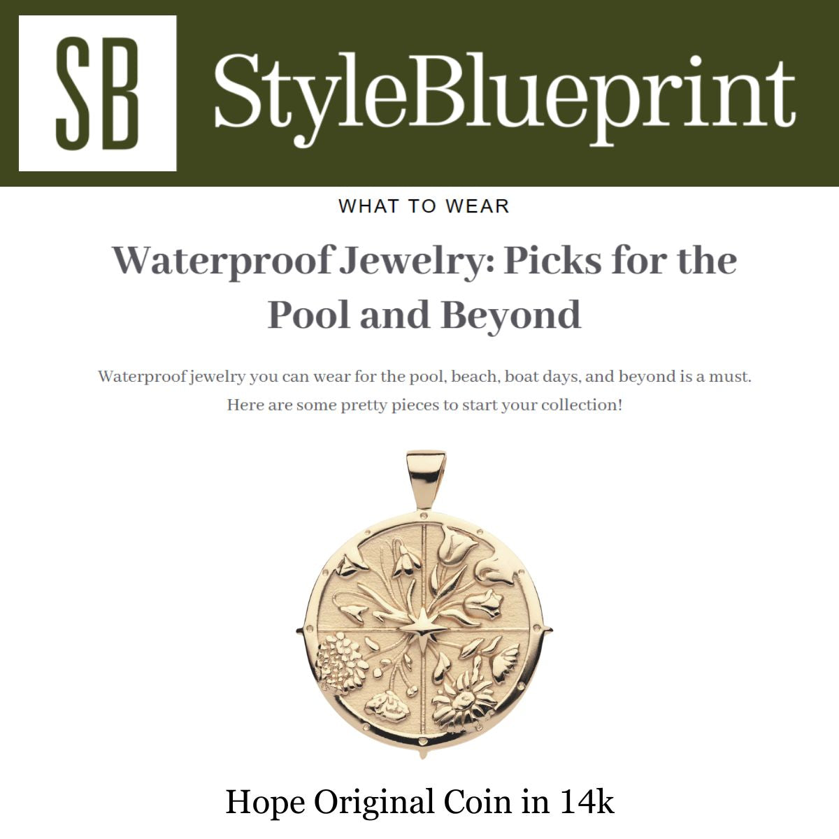 Press Highlight: Style Blue Print's "Waterproof Jewelry: Picks for the Pool and Beyond"