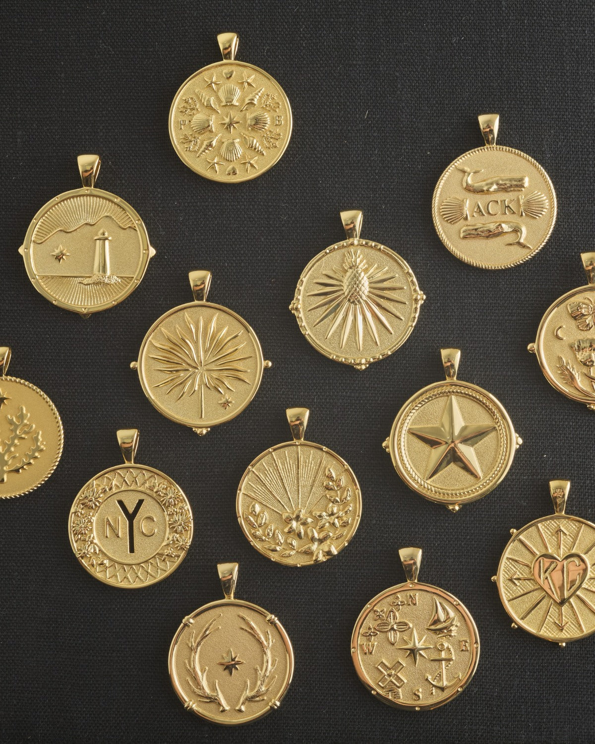 Gold coins on black background