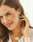 Model wearing the love you to the moon and stars drop earrings