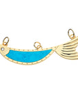 Gold keep swimming fish with turquoise inlay