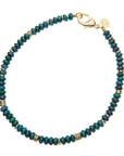 Beaded necklace with phoenix turquoise beads and gold beads details with oversized lobster clasp