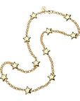Gold chain necklace with stations of puffy stars