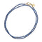 Beaded necklace of lapis beads with oversized gold clasp