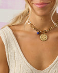 Chunky Link Chain with Lapis Bead