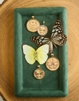 Stylized shot of butterfly coin pendants with preserved butterflies