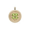 Gold lucky coin with 4 leaf clover of peridot stones