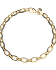 Gold chunky chain with black enamel details on the outer edge of each link