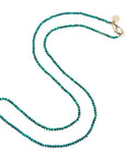 Beaded necklace with malachite beads and oversized gold lobster clasp