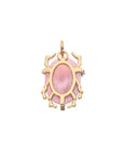 Back view of pink jade scarab shows gold legs and setting