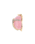 Side view of pink jade carved scarab pendant
