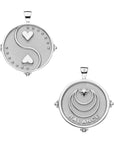 Silver Small Coin with Yin and yang of hearts (Front), Moon and Star Logo with word BALANCE beneath (back)