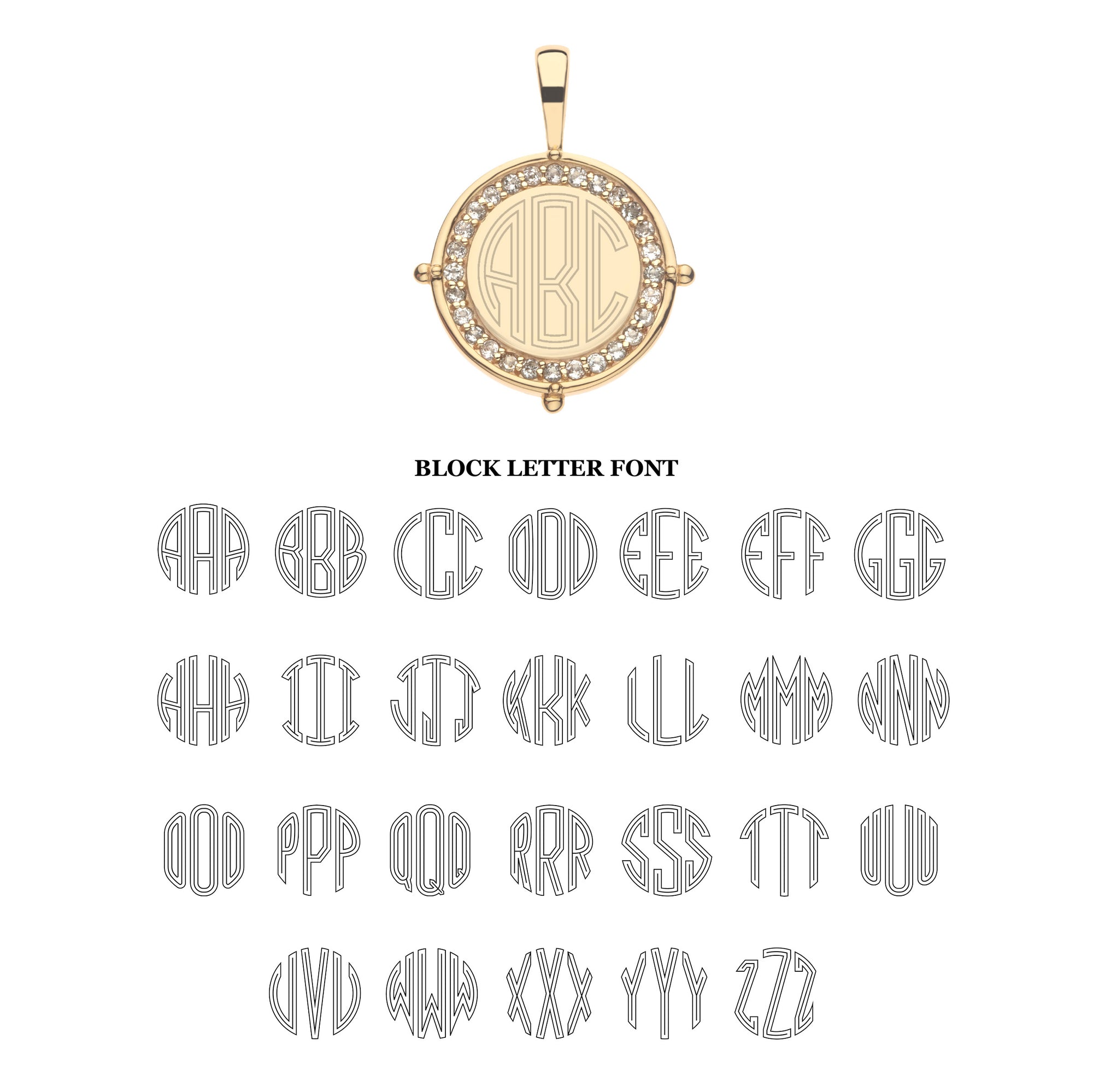 Gold engravable petite coin with block letter font option
