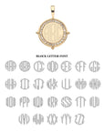 Gold engravable petite coin with block letter font option
