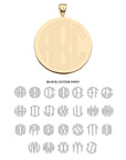 Gold engravable pendant with block letter font option