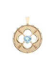 LOVE 14k Sky Blue Topaz Quatrefoil Coin Pendant