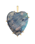 Carved labradorite heart pendant in gold setting