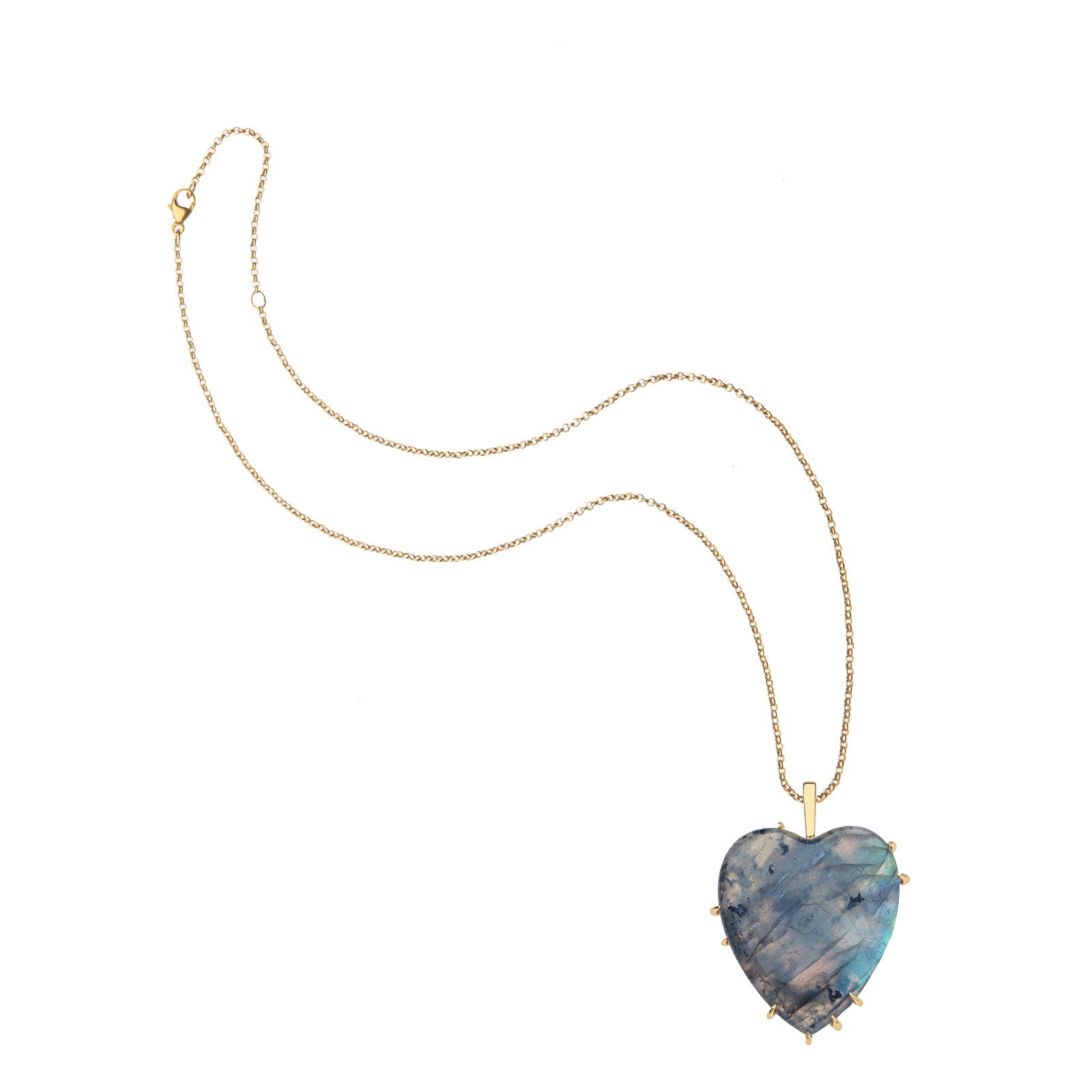 Labradorite heart pendant on classic rolo chain