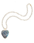 Labradorite heart pendant on drawn link chain