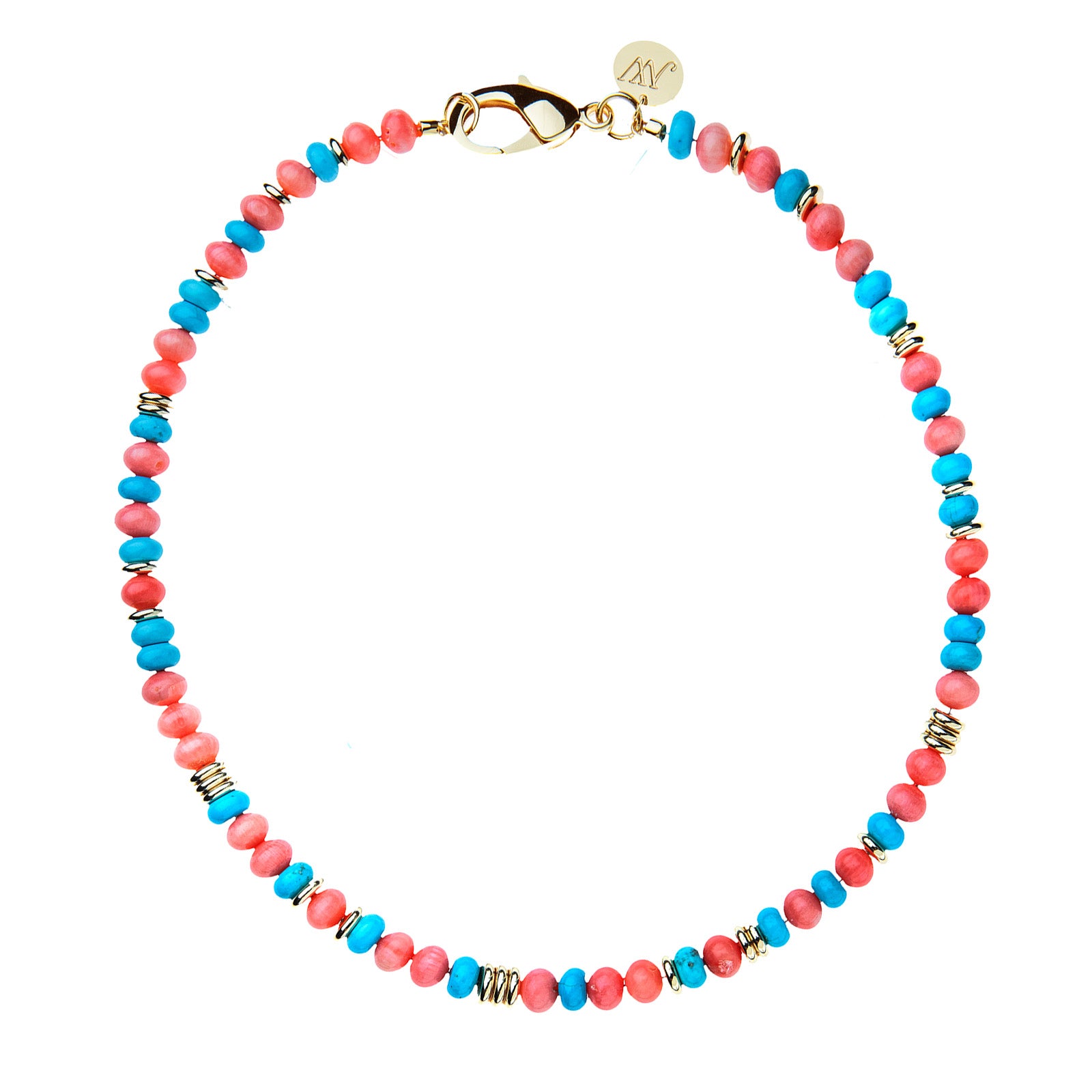 Gumdrop Beaded Necklace in Coral and Turquoise Mix – Jane Win Jewelry