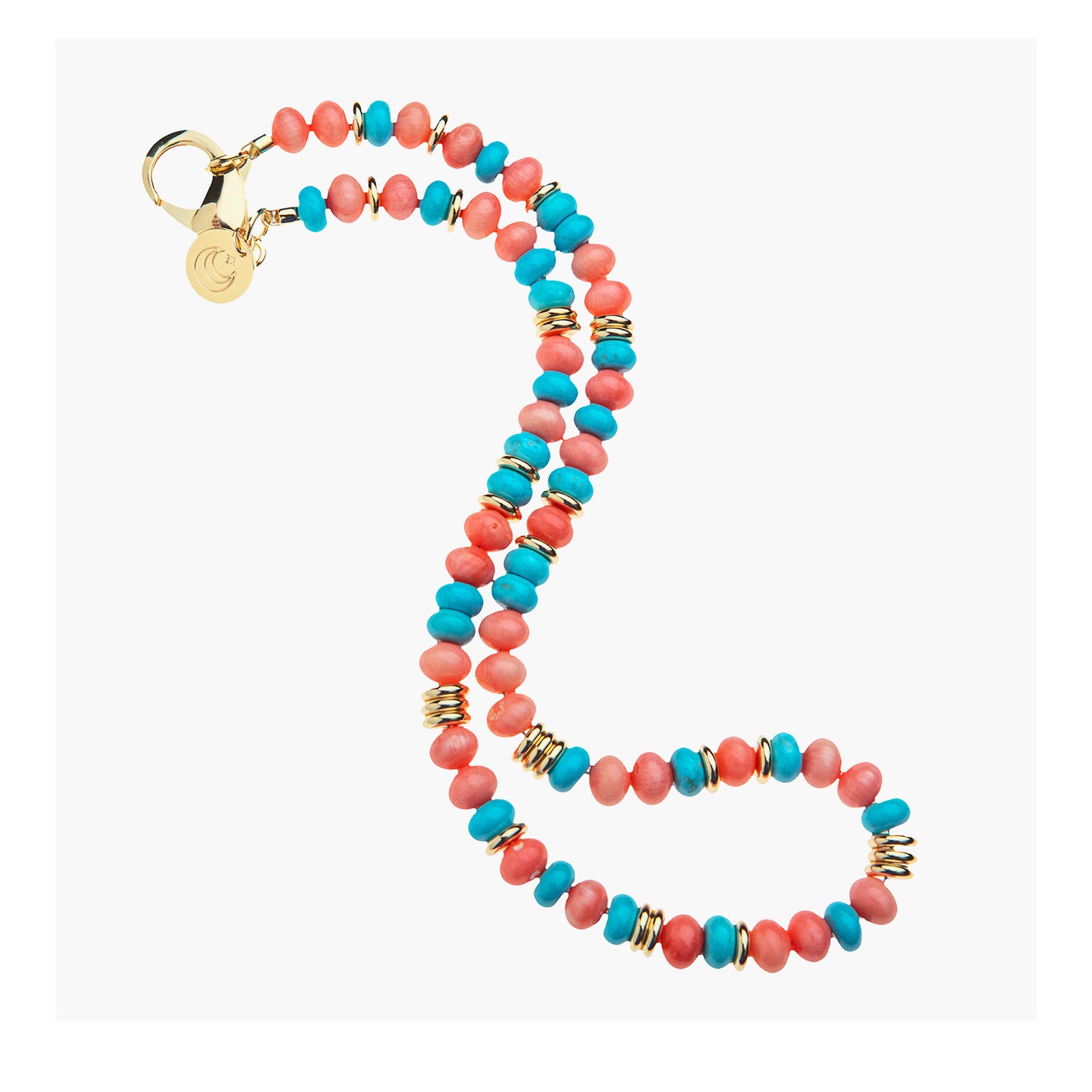 アクセサリー blue.red Gumdrop Beaded Necklace in Coral and Turquoise Mix – Jane Win Jewelry