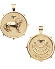 Gold Coin Pendant with Lion and star (front) Gold Coin Pendant with Jane Win moon and star logo and word COURAGE underneath (back)
