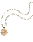 Gold Small Courage Coin Pendant on drawn link chain