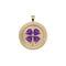 Gold coin pendant with 4 leaf clover made of amethyst stones