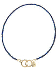 Lapis beaded lariat chain with gold clasps
