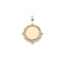Front of gold petite coin with white topaz edge detail
