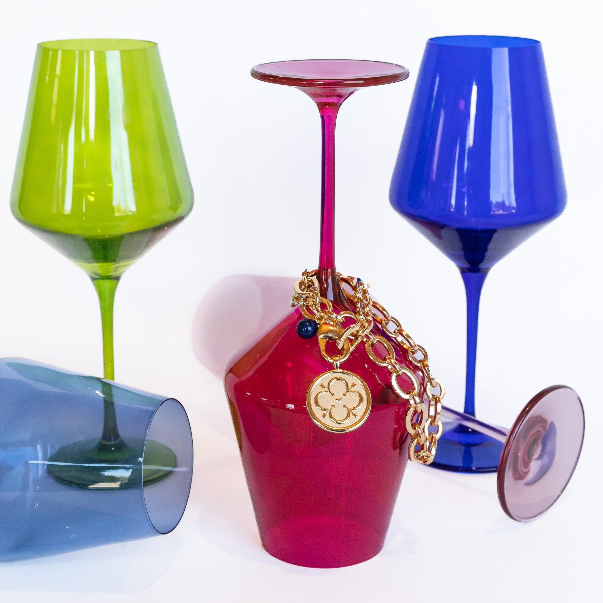 Wine glasses and necklaces
