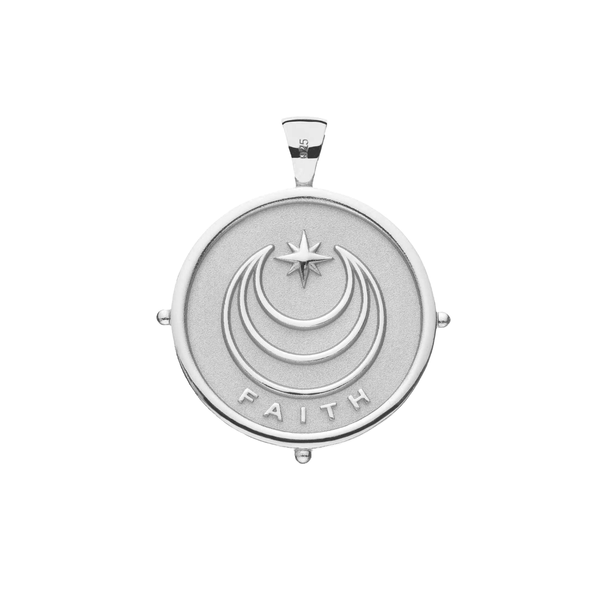 Jane Win silver original coin with Moon and Star Logo and FAITH underneath (Back)