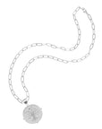 Silver Small Faith Coin Pendant on drawn link chain