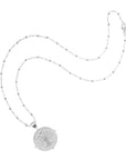 Silver Small Faith Coin Pendant on satellite chain