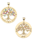 FAITH Tree of Life Pendant in Solid Gold with Multicolored Stones