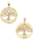 FAITH Tree of Life Pendant in Solid Gold with White Stones