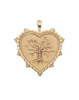 Gold Heart Pendant Featuring Tree of Life (front)