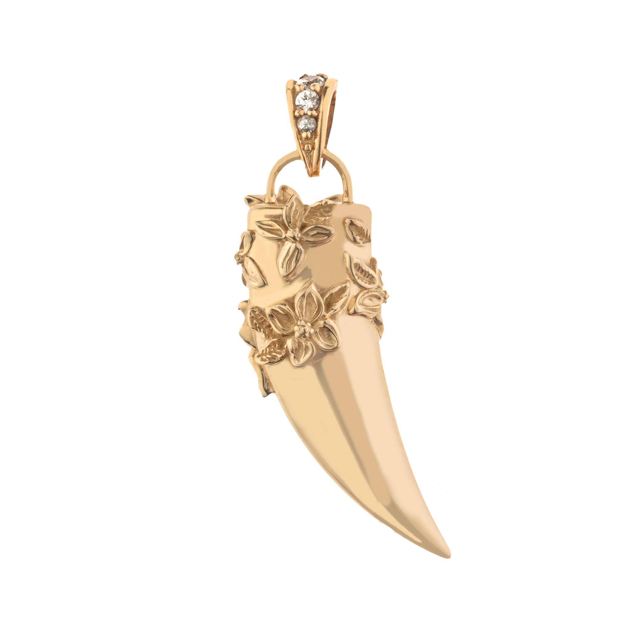 Back view of gold tusk pendant