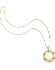Gold engravable coin pendant on classic rolo chain