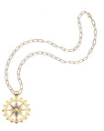 Forever sundial cutout coin on drawn link chain
