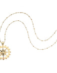 Forever sundial cutout coin on beaded satellite chain