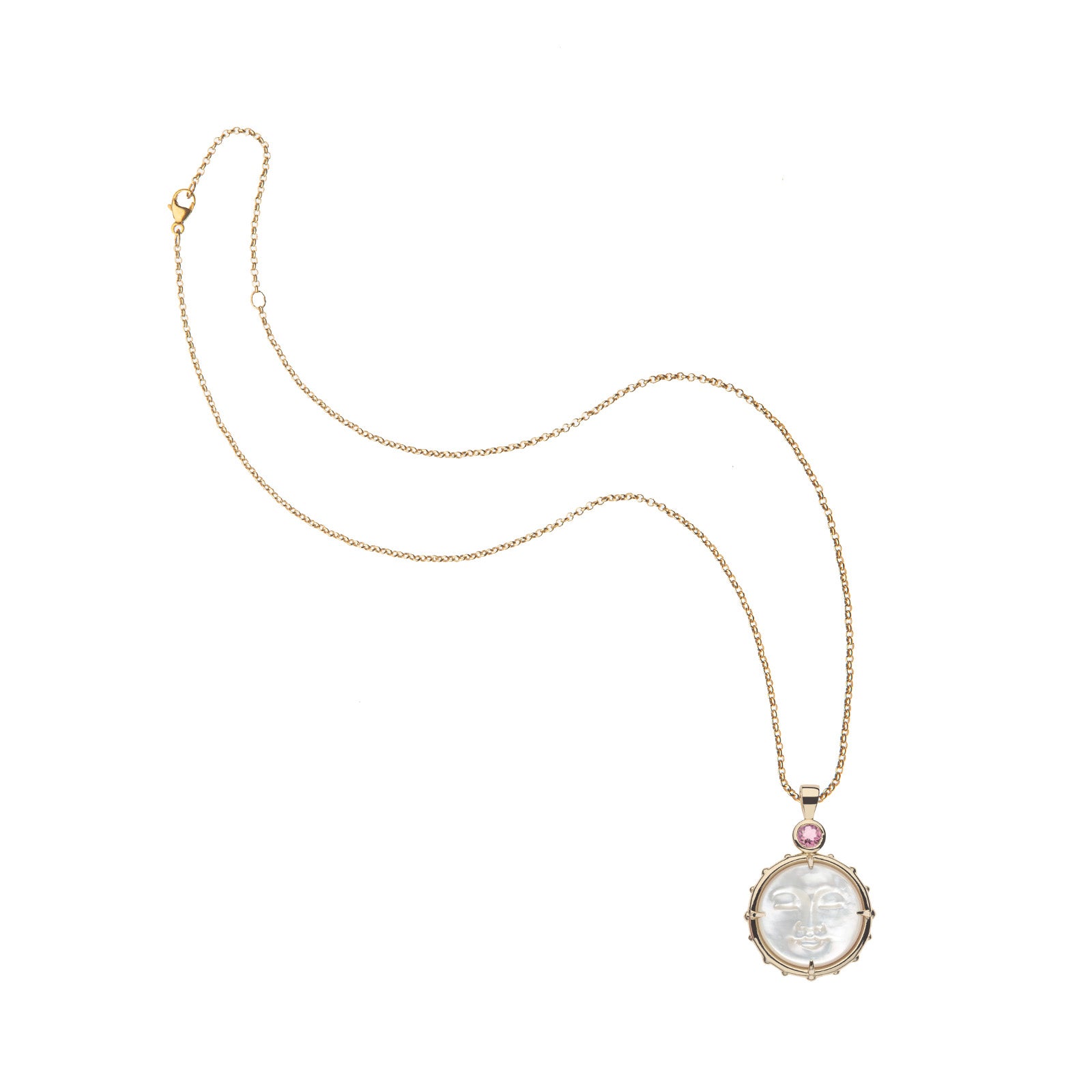 Moon face pendant on classic rolo chain