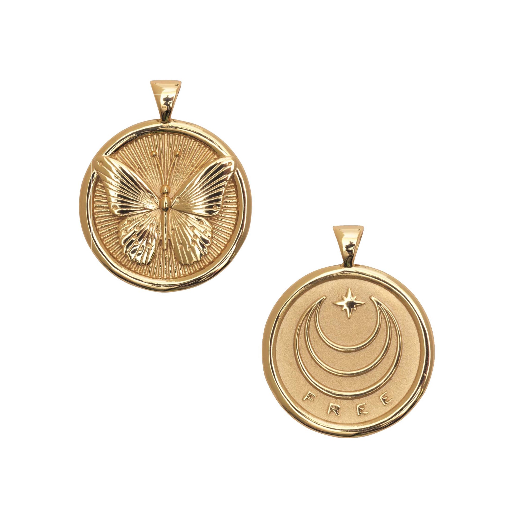 Gold FREE Coin Pendant Shown Front and Back