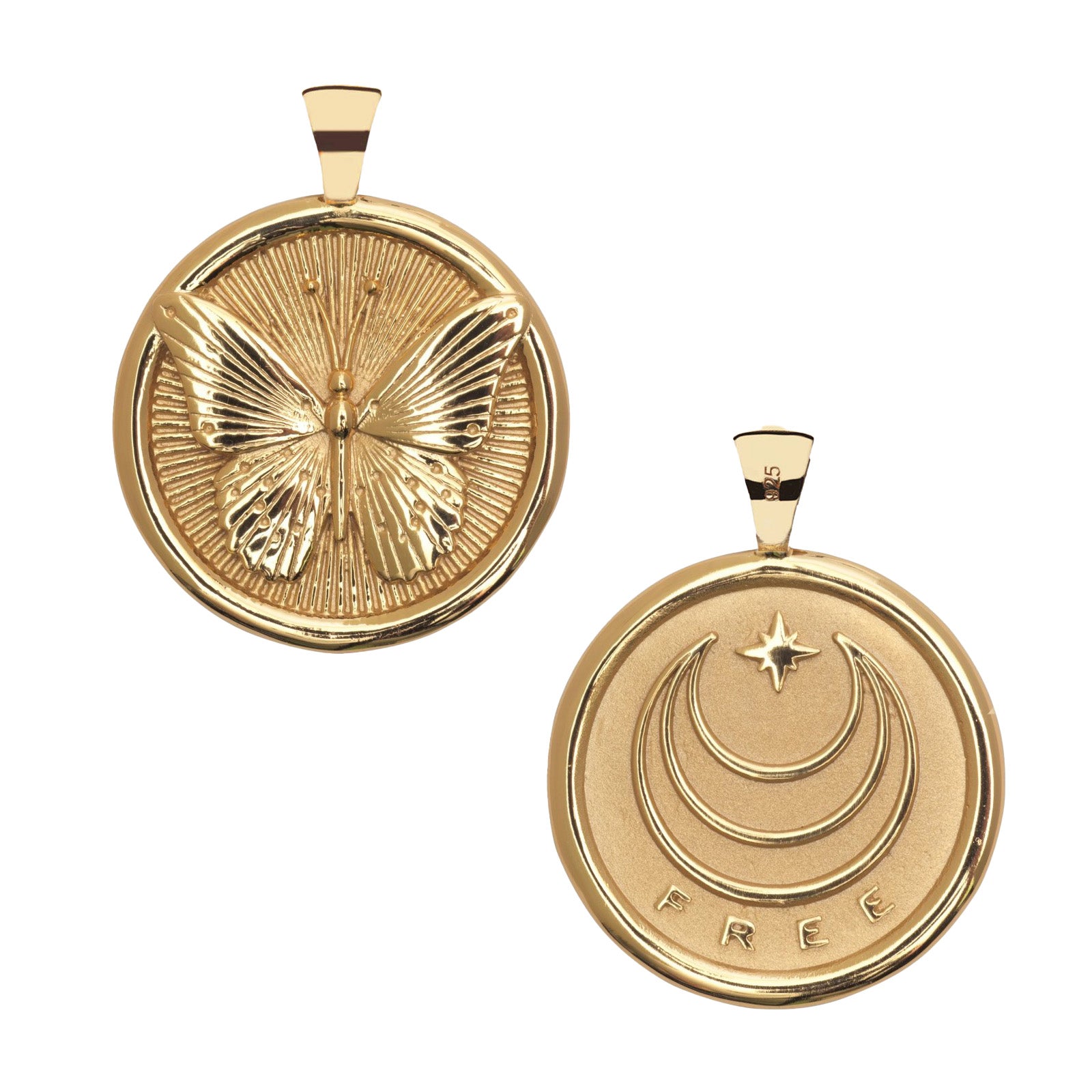 Gold FREE Coin Pendant Shown Front and Back