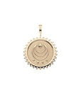 Gold Coin Pendant with Jane Win moon and star logo with the word "Free" underneath