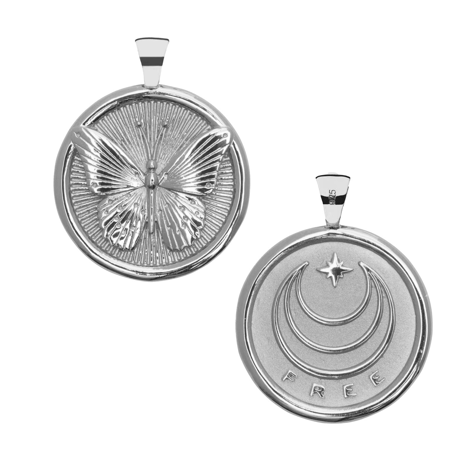 Silver FREE Coin Pendant Shown Front and Back