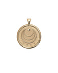 Gold Coin Pendant with Jane Win moon and star logo and word FREE