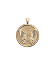Gold Coin Pendant with Butterfly Illustration
