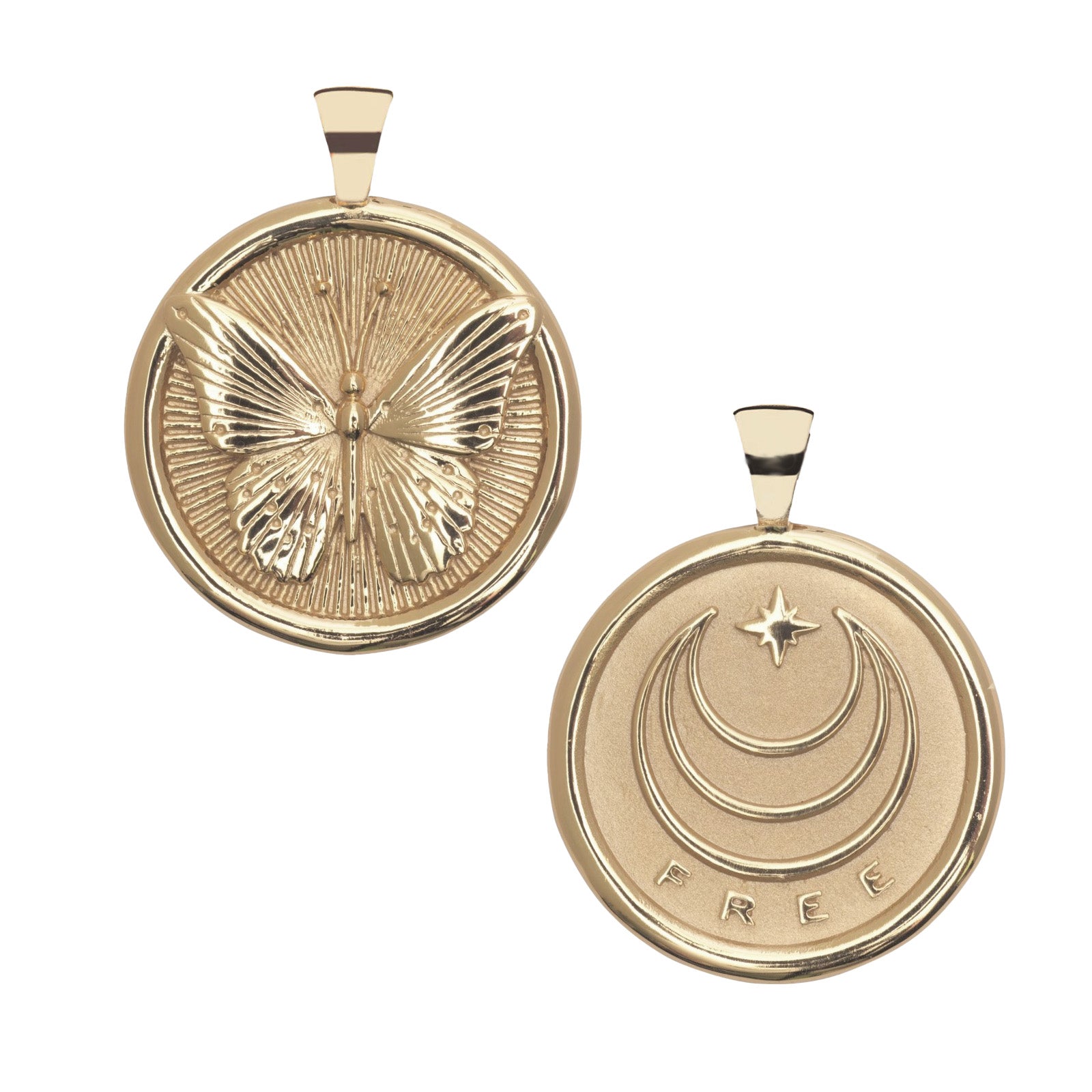 Gold FREE Coin Pendant Shown Front and Back
