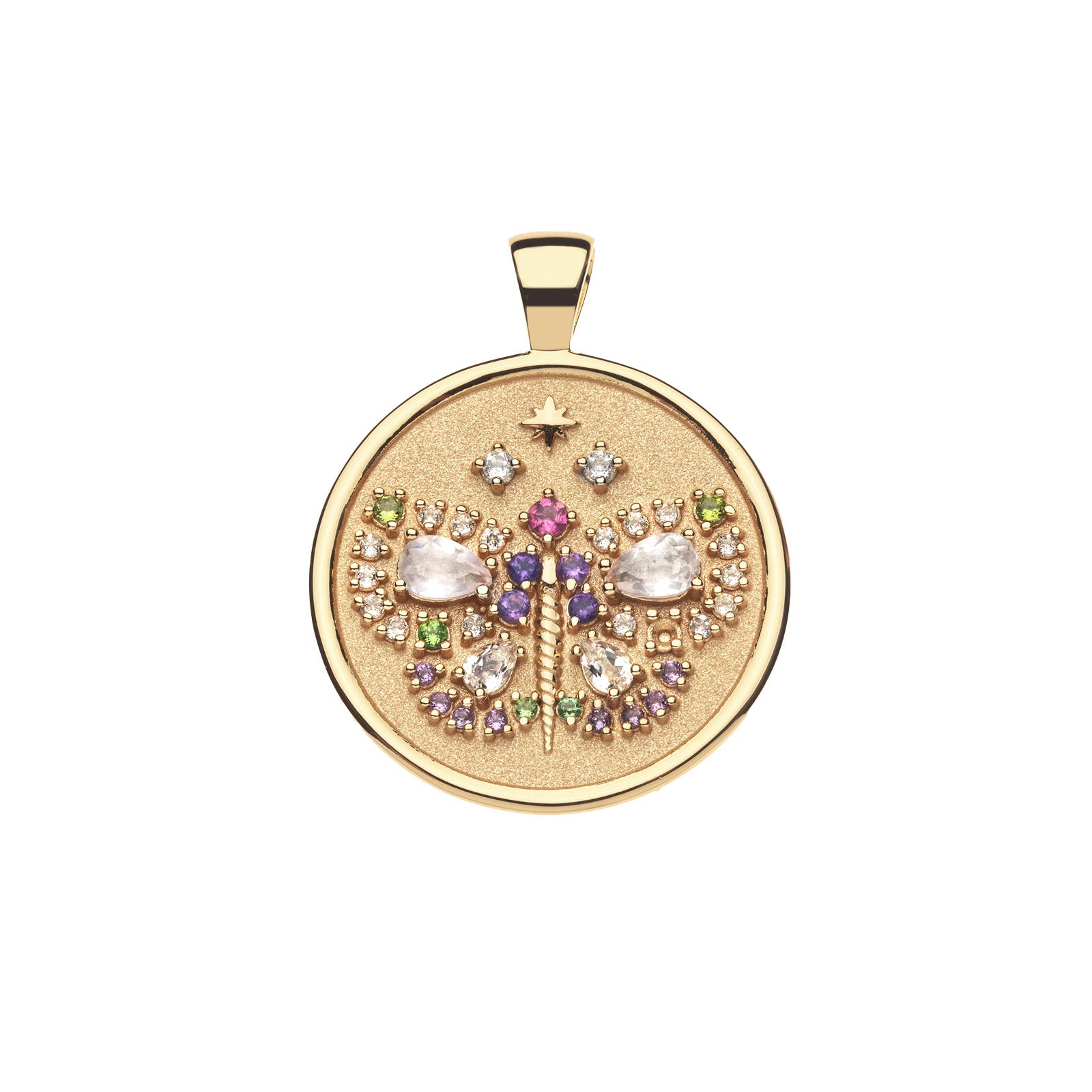 White Quartz with Gold Star Charm White Quartz with Gold Star Charm